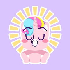 cute unicorn doodle sticker, unicorn illustration