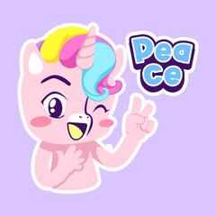 cute unicorn doodle sticker, unicorn illustration