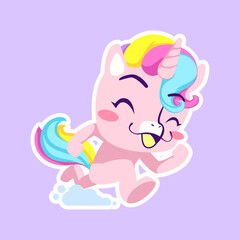 cute unicorn doodle sticker, unicorn illustration