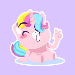 cute unicorn doodle sticker, unicorn illustration