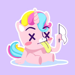 cute unicorn doodle sticker, unicorn illustration