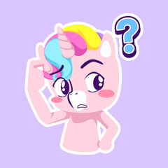 Obraz na płótnie Canvas cute unicorn doodle sticker, unicorn illustration