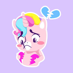 Obraz na płótnie Canvas cute unicorn doodle sticker, unicorn illustration