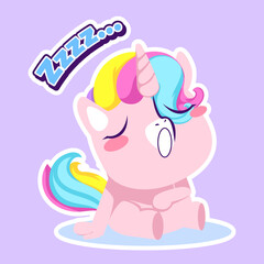 cute unicorn doodle sticker, unicorn illustration