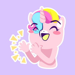 cute unicorn doodle sticker, unicorn illustration