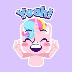 cute unicorn doodle sticker, unicorn illustration
