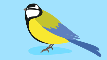 Titmouse, side view, illustration, vector