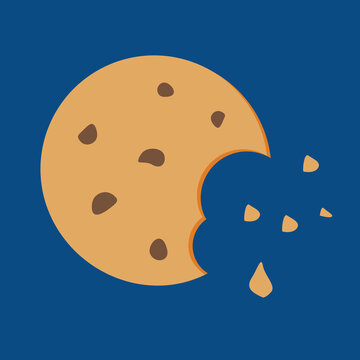 Bitten cookie, illustration, vector, cartoon