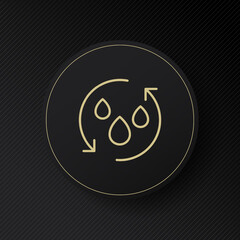 Water drop with pie chart line icon. Liquid, drop in hand, aqua, waves, sea, ocean, evaporation, search drinking water. Save the water. H2O concept. Vector line icon for Business and Advertising