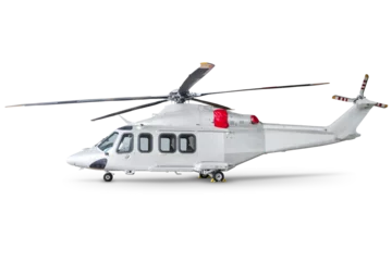 Zelfklevend Fotobehang Witte bedrijfshelikopter geïsoleerd op transparante achtergrond © Dushlik
