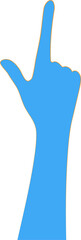 Female Hand of the person in the blue for create logo and line arts design Template. Illustration of a hand holding something in a flat style with orange lines. 