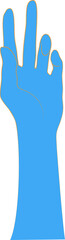 Female Hand of the person in the blue for create logo and line arts design Template. Illustration of a hand holding something in a flat style with orange lines. 