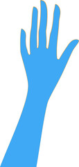 Female Hand of the person in the blue for create logo and line arts design Template. Illustration of a hand holding something in a flat style with orange lines. 