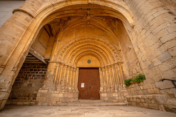 Romanesque façade of the Church of San Pedro de Treviño, Burgos, Castilla y León