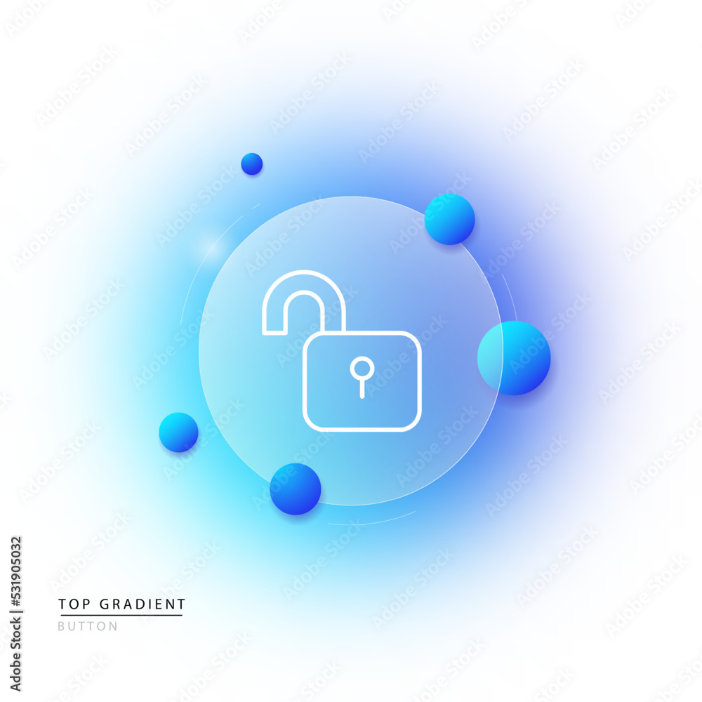 Poster open lock line icon. shared folder, hack, bypass the security system, restricted access unlock, pers