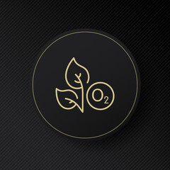 Plant with oxygen molecule line icon. Evaporation, chlorophyll, air, leaves, leaf, natural, photosynthesis, produce, breathe. Nature concept. Vector line icon for Business and Advertising