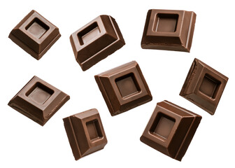 chocolate blocks on transparent background, PNG image.