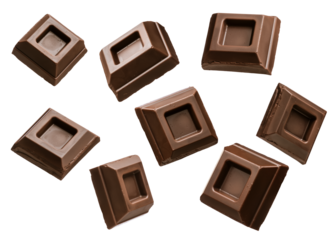 chocolate blocks on transparent background, PNG image.