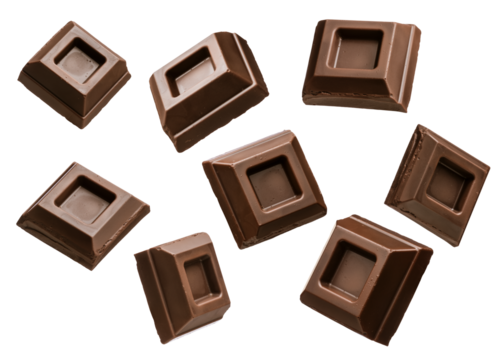 chocolate blocks on transparent background, PNG image.