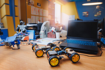 Class for teaching children and teenagers how to program and build innovative prototypes of toy cars