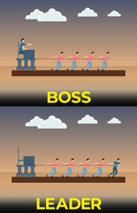 A Boss Versus Leader Vector Illustration