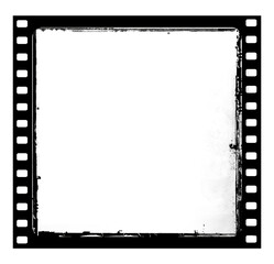 Grungy film frame on transparent background