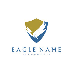 Shield Eagle logo design vector template. Simple icon symbol