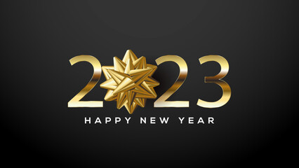 Fototapeta na wymiar 2023 Happy New Year Greeting Card Gold