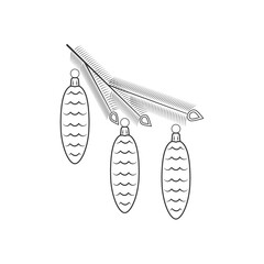 Vector icon of Christmas decorations. Cones on the Christmas tree.