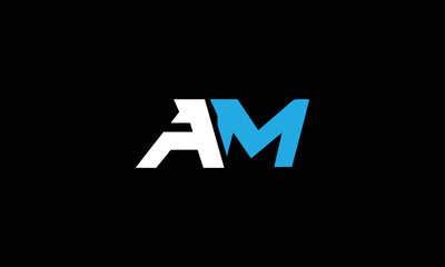 Minimal Innovative Initial MA logo and AM logo. Letter M MA AM creative elegant Monogram. Premium Business logo icon. Black color on background