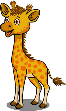 giraffe cartoon illustration in transparent isolated background
