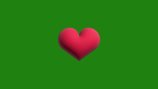 3D Heart Beating animation in green screen background.