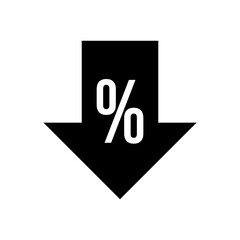  discount, price reduction, arrow with percent sign - vector icon
