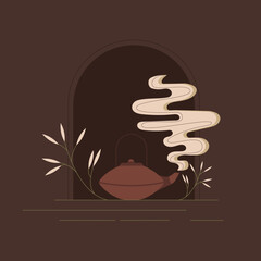 Illustration vector. Teapot with tea.