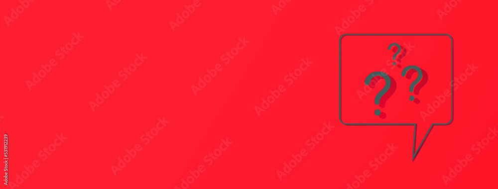 Poster question mark with shadow on red background. banner for insertion into site. place for text cope spa