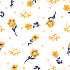 Floral seamless pattern. Creative blooming texture. Wildflowers background. Great for fabric, textile, scrapbooking.	
