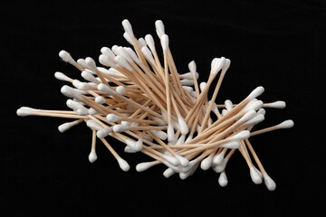 cotton swabs isolated on black