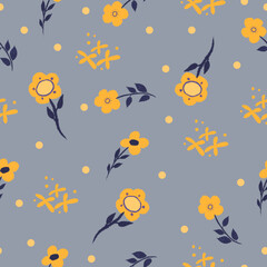 Floral seamless pattern. Creative blooming texture. Wildflowers background. Great for fabric, textile, scrapbooking.	
