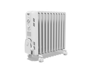 3d rendering. White electric oil heater isolated on white background.
