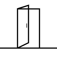 Open door icon, enter symbol overcoming obstacles openness cordiality inside