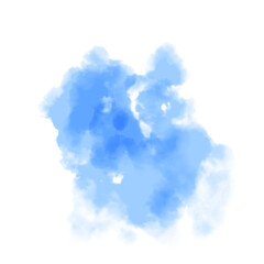 Watercolor blue brushstrokes on transparent background