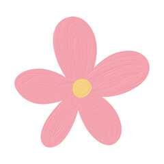 Oil Paint Pink Flower Illustration
