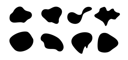 Poster in doodle style with fluid shapes. Fluid shapes isolated on white background.