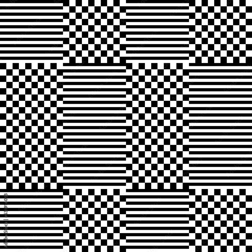 Poster Modern abstract geometric contemporary vector seamless pattern with simple elements and shapes. Graphic black and white minimalist background.