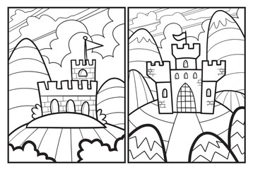 Funny fortress cartoon coloring pages