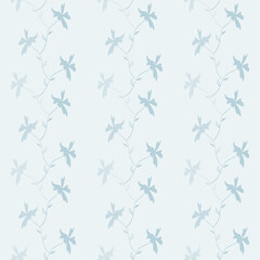 Delicate flowers background. Light blue floral pattern. Seamless texture. Vector.
