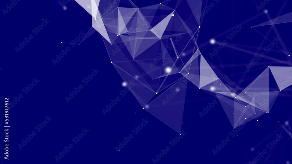 Poster 3d abstract plexus particles on blue screen sci-fi background_jp