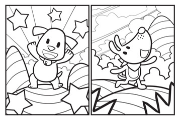 Funny dog cartoon coloring pages