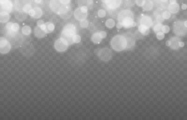 Vector white bokeh on isolated transparent background. Magic blur png. Light movement PNG.
