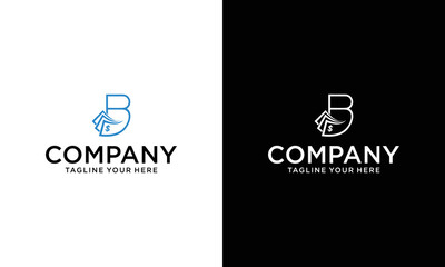 Letter B vector logo template, Colorful Letter B logo, Financial Company Logo, Financial Institute Advisors Logo Design Template Vector Icon. on a black and white background.